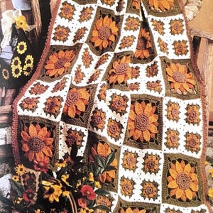 Herfsttuin Afghaanse deken vintage gehaakt - DIGITAAL PATROON PDF