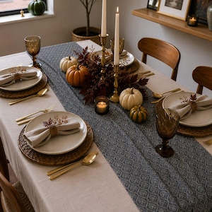 Damask Brocade Silk Table Runner, Luxury Dining Table Decor, Custom Size Available