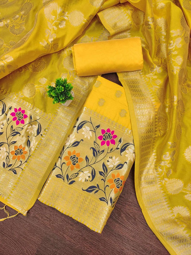 yellow floral salwar suit