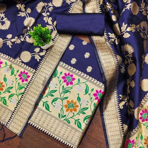 navy blue kurta set for women