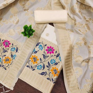 Daisy White Dress Material for Women