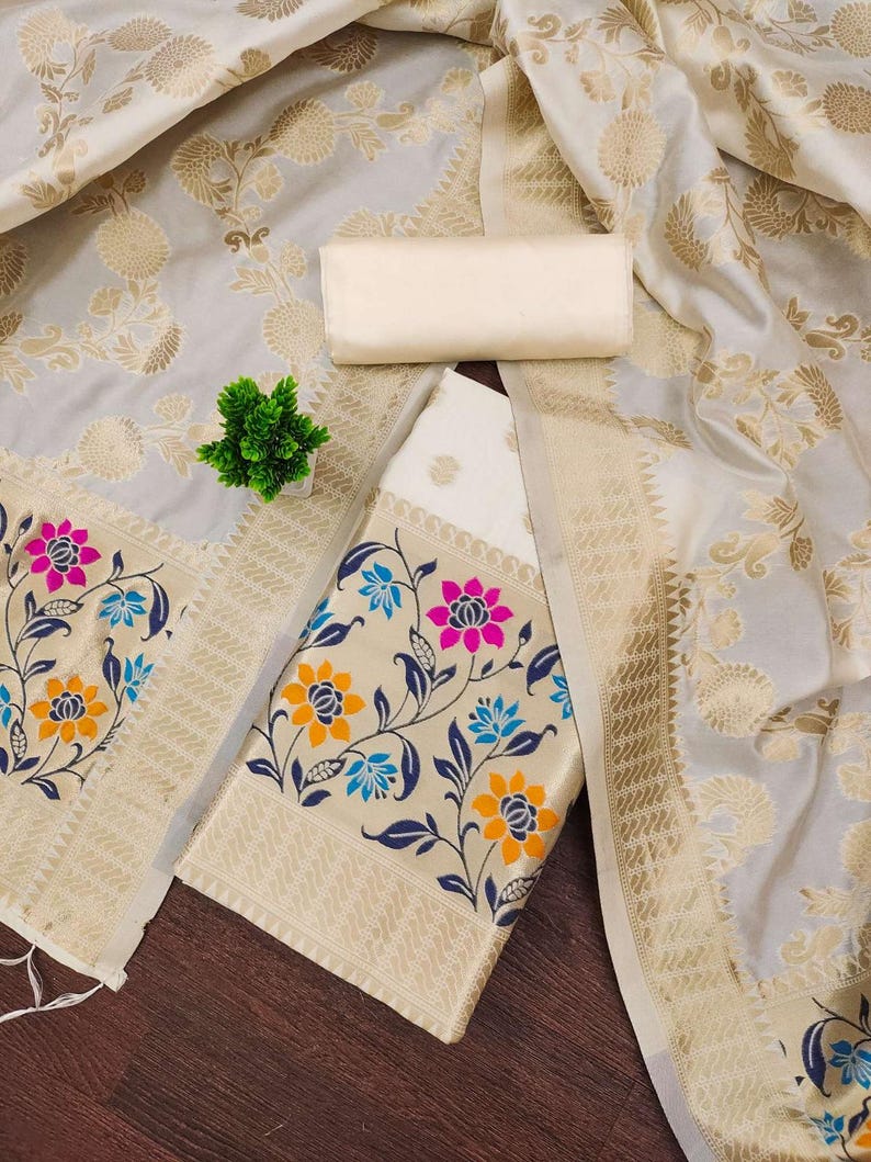 Daisy White Dress Material for Women