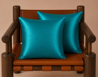 Set of 2 Satin Pillow Covers, Square and Lumber Pillowcases