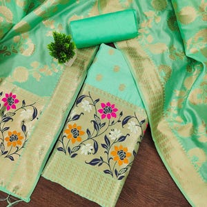sea green dress material for women