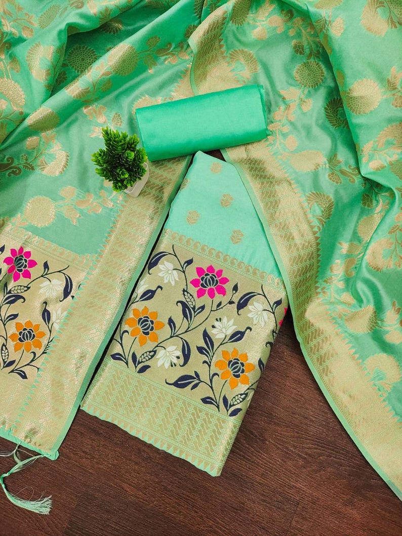 sea green dress material for women