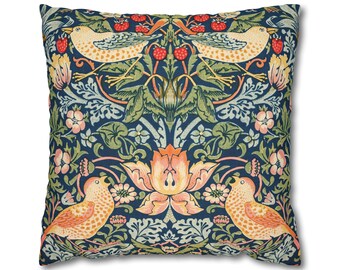 William Morris's Throw Pillow Covers Decorative Cushion Cover, Strawberry Blue Sofa Couch Pillow Cases Printed Euro Shams 16x16 18x18 26x26