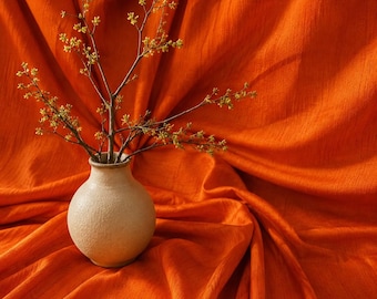 Orange Dupioni Art Silk Fabric 44" Wide, By The Yard or Meter, Sewing Material