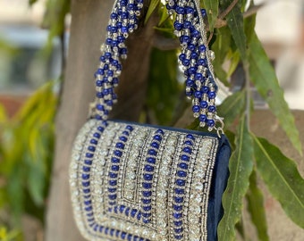 Blue Bead Clutch