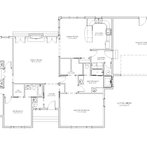 4 Bedroom 3.5 Bath Architectural Plans, 2115 SF, 81&#39;x46&#39;, 1 Story House Plans, Double Garage, Spacious Floor Plan, Digital Blueprint PDF