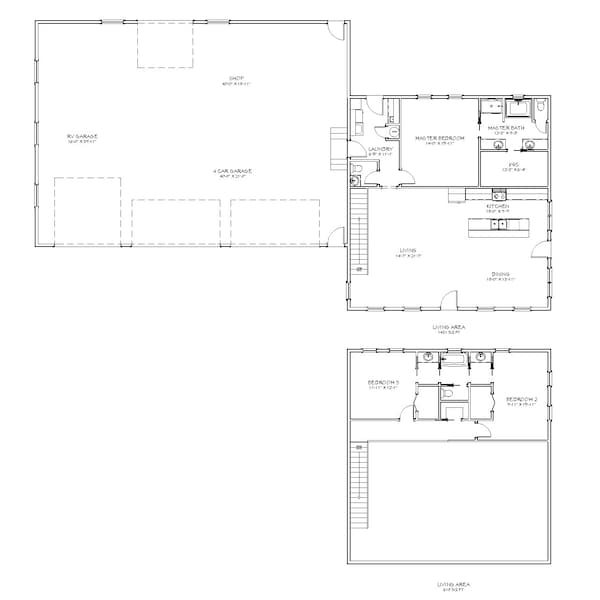 3 Bedroom 2 Story Barndominium Etsy