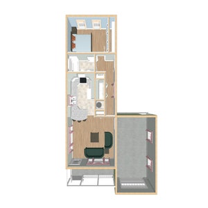 Grundriss für schmale Grundstücke, 1/1 traditionelles Cottage-Haus-Pläne, 700 Quadratfuß, 29 &#39;x 50 &#39;, 1-stöckiges Oma-Haus-Pläne