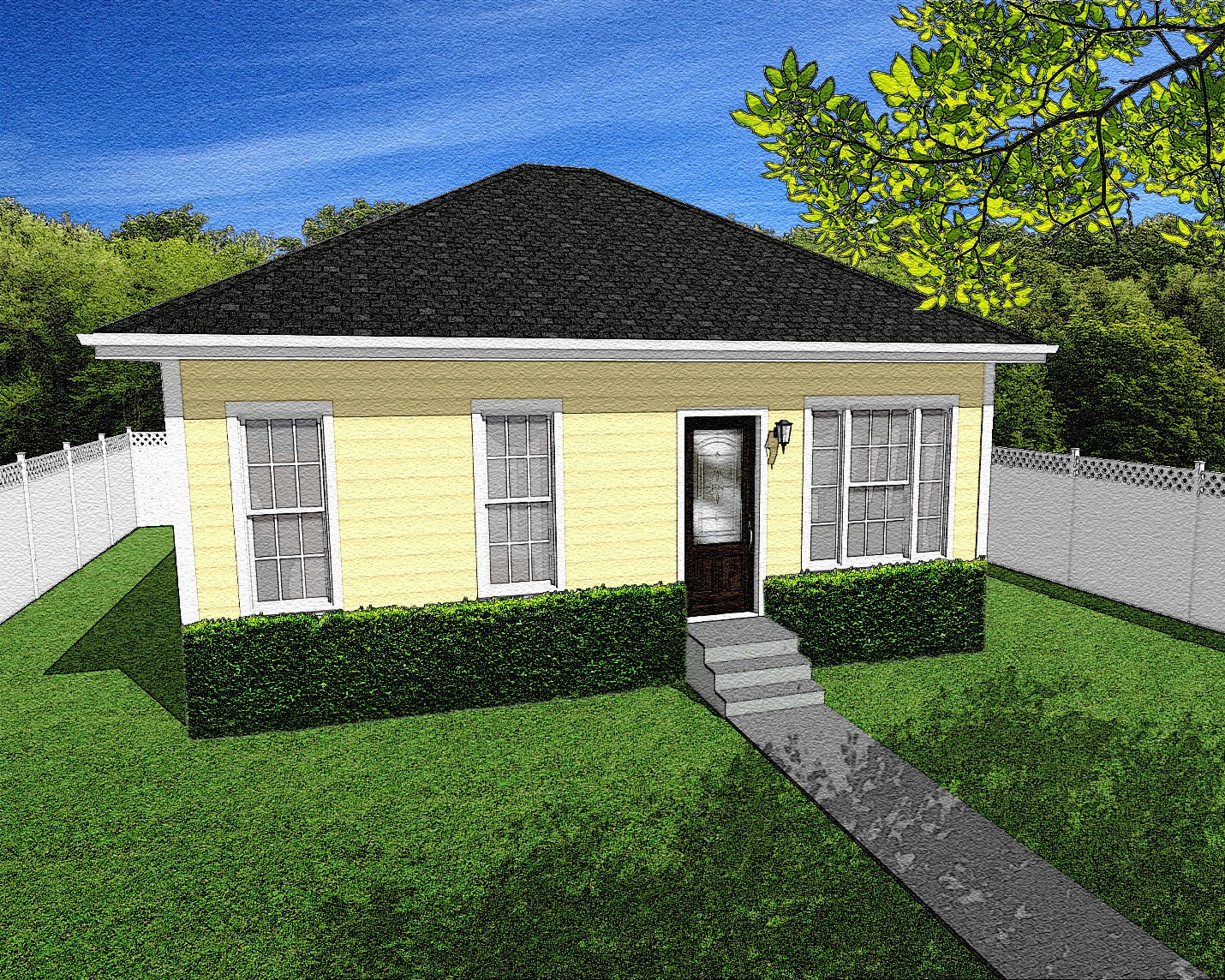 2 Bedroom 1 Bath Compact Cottage Architectural Plans, 797 SF, 30'x27', Tiny House Plans