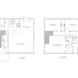 3 Bedroom 2.5 Bath Cape Cod Style Architectural Plans, 1728 SF, 31&#39;x29&#39;, 2 Story House Plans, Spacious Open Floor Plan, Traditional Cottage