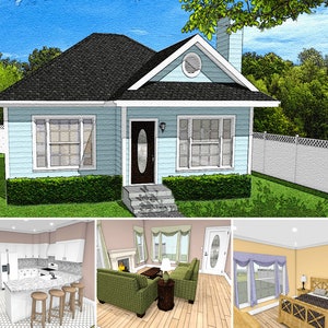 1 Bed 1 Bath 850 SF 30x30 House Plans, Guest Cottage Floor Plan, Tiny House Plans, Granny House Architectural Plans, Digital Blueprint PDF