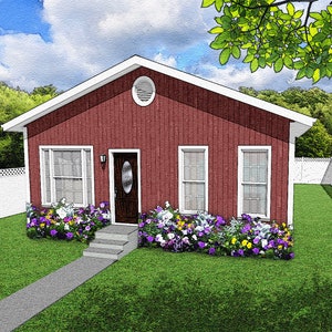 Traditionelles Cottage mit drei Schlafzimmern Grundriss, 1209 Quadratfuß 29 &#39;x 41 &#39;, Tiny House Pläne Schmales Kleines Haus Eine Geschichte Einfamilienhaus Blaupause