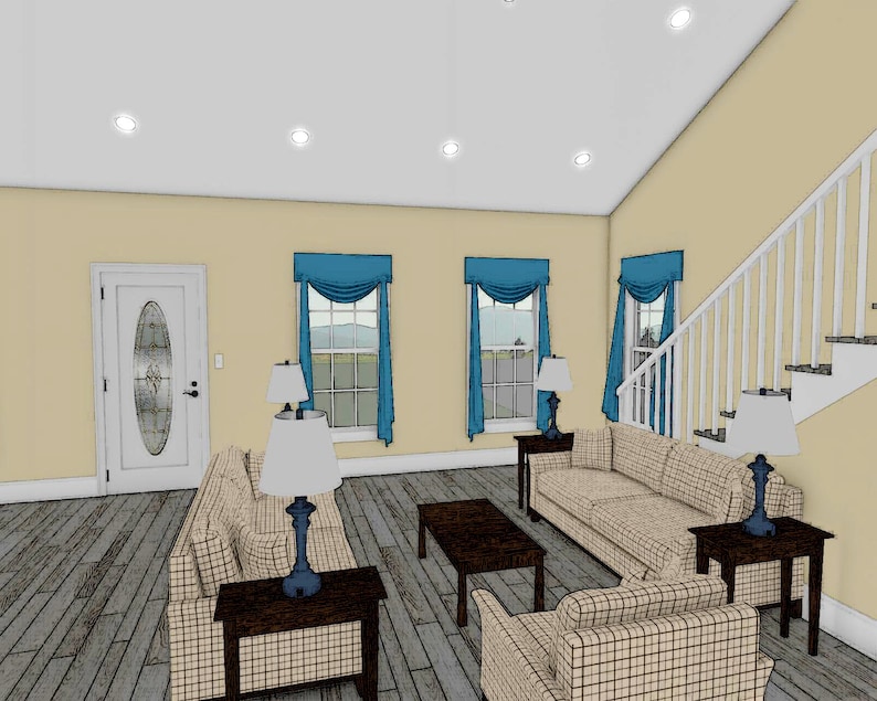 3 Bedroom Traditional Cape Cod Style House Plans, Two Story Barndominium Floor Plan, 2049 Square