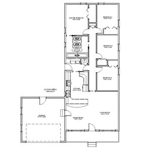 4 slaapkamers en 2 badkamers smal perceel architectonische plannen, 1508 SF, 46'x65', huisplannen met één verdieping, compacte plattegrond dubbele garage digitale blauwdruk