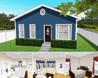 3 Bed 2 Bath 1200 SF 29x41 House Plans, 1 Story Traditional Cottage Floor Plan, Home for Narrow Lots, Compact Design, Digital Blueprint PDF