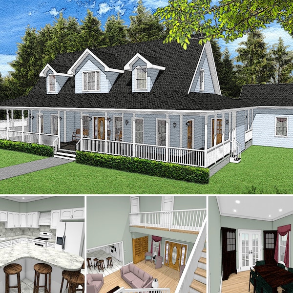 Wrap Around Porch House Plans - Etsy