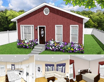 3 Bed 2 Bath 1200 SF 29x41 House Plans, 1 Story Traditional Cottage Home Floor Plan, Digital Blueprint PDF