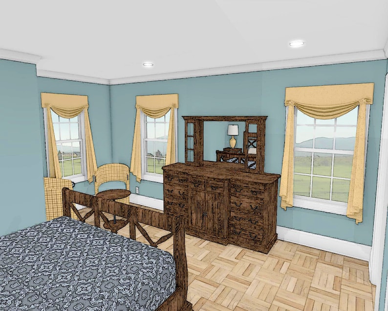 3 Bedroom 2.5 Bath Cape Cod Style Architectural Plans, 1728 SF, 30'x30