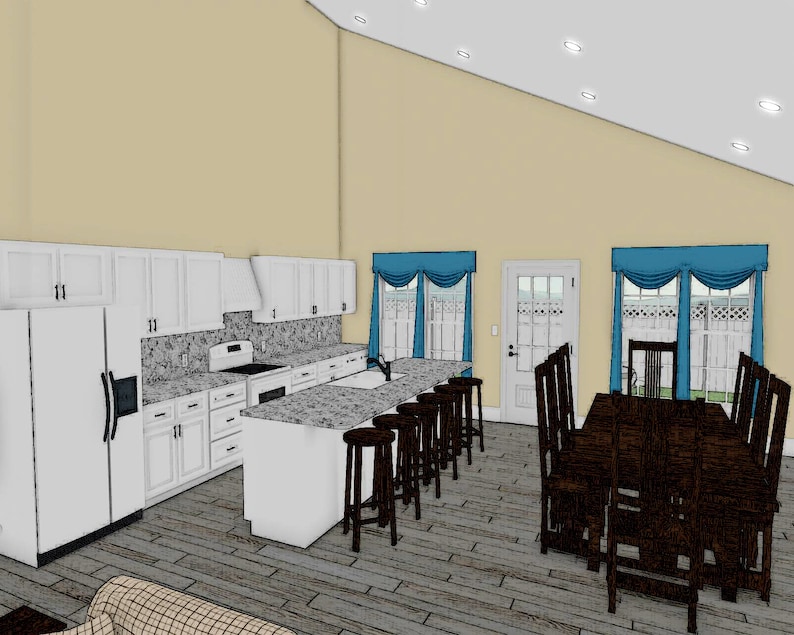 3 Bedroom Traditional Cape Cod Style House Plans, Two Story Barndominium Floor Plan, 2049 Square