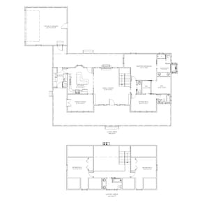 Planos arquitetônicos em estilo fazenda rural de 4 quartos e 3,5 banheiros, 2.495 pés quadrados, 89&#39;x62&#39;, garagem, varanda envolvente, planta digital PDF