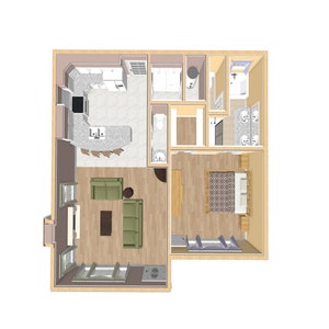 Traditional Cottage Floor Plan, 1/1 Tiny House Plans, 800 Square Feet, 30&#39;x30&#39;, 1 Story Small Guest Home, Granny House Plans