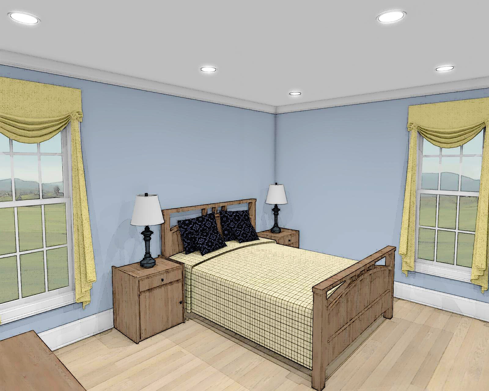 Two Bedroom Traditional Home Floor Plan, RV Bus Big Rig Garage With ...