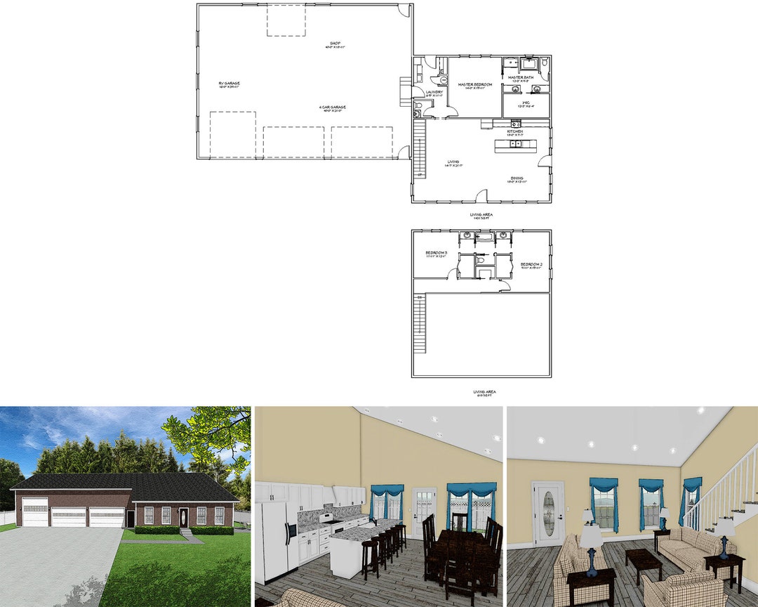 2000 Square Foot Three Bedroom Two and a Half Bathroom Floor Plan, Two Story Cape Cod