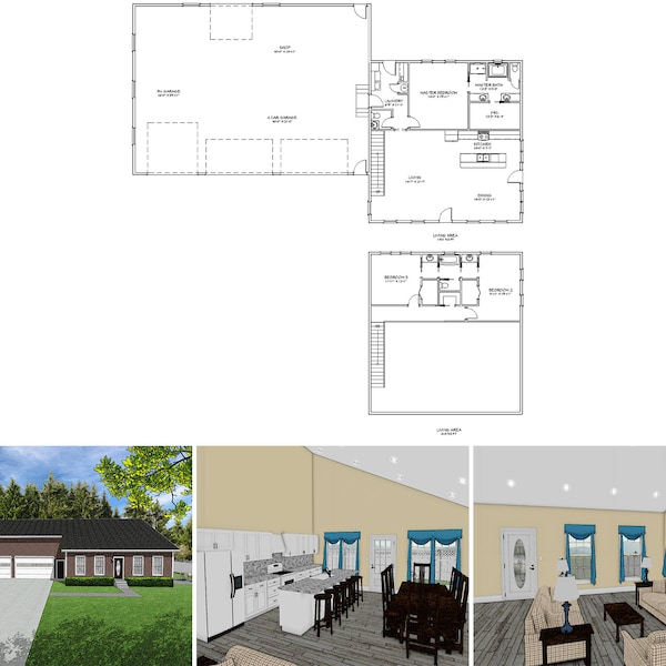 Barndominium Floor Plans With Shop Etsy