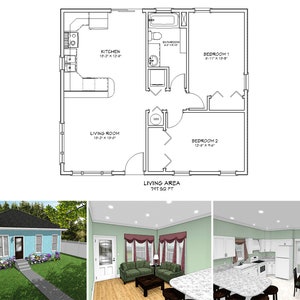 800 Square Foot Two Bedroom One Bathroom Floor Plan, One Story Traditional House Plans, Compact Home Design