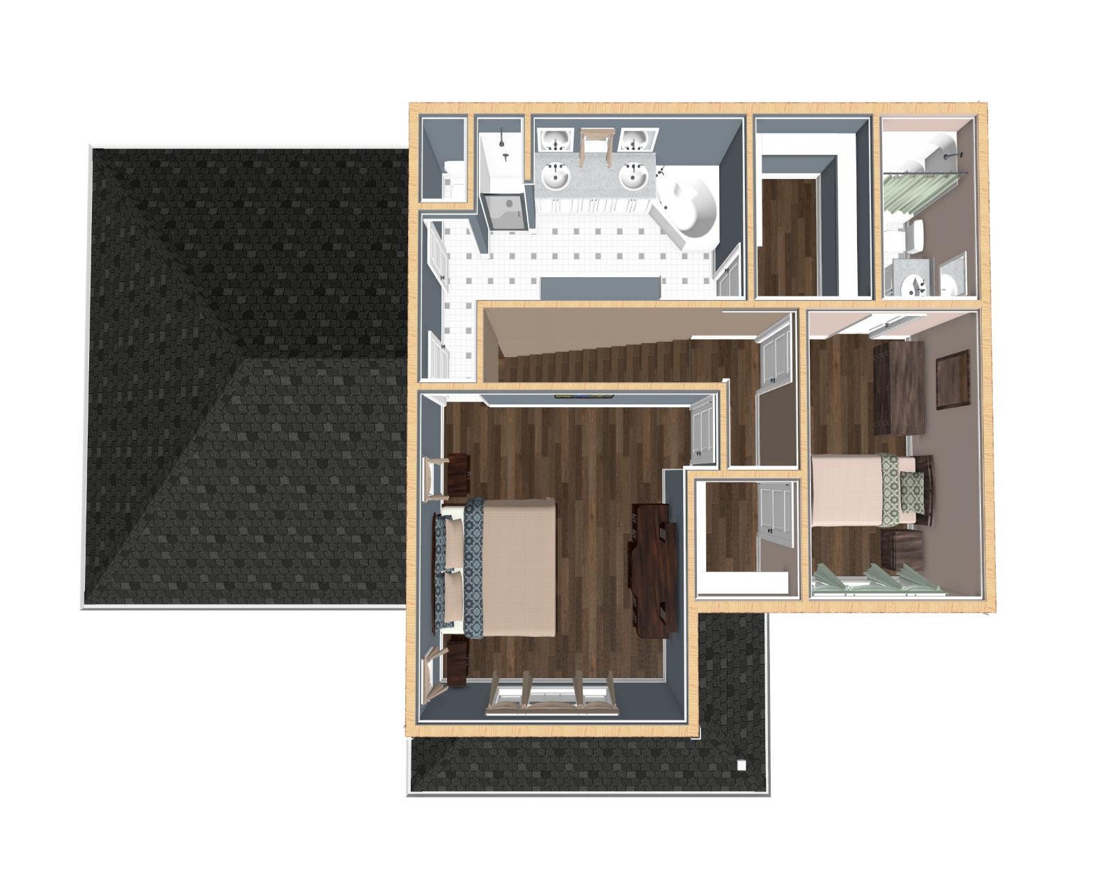 Two Bedroom Traditional Cottage Floor Plan, Two Story House Plans, 1518 ...