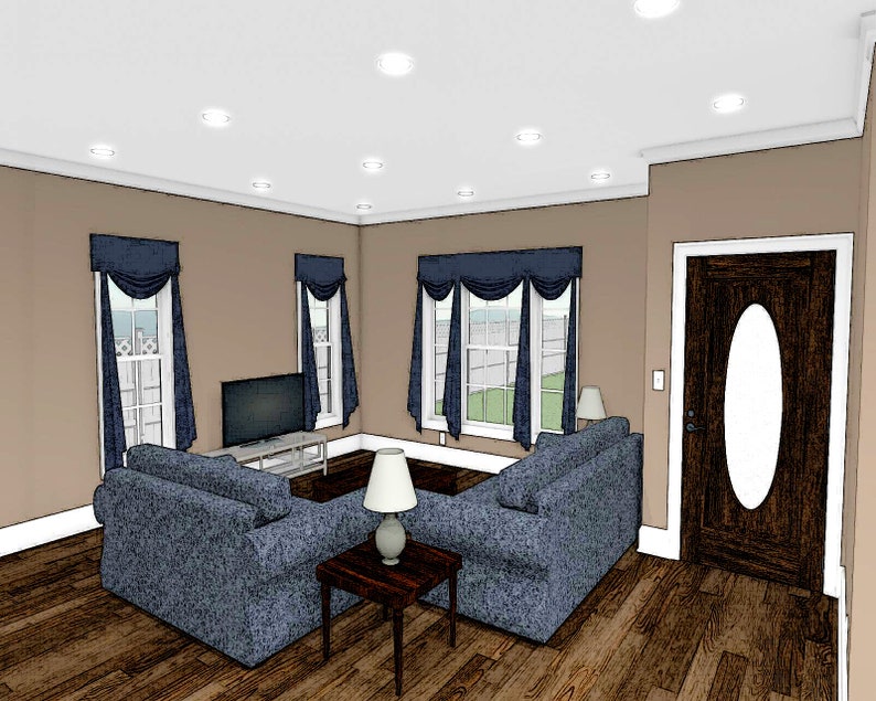 Two Bedroom Traditional Cottage Floor Plan, Two Story House Plans, 1518 ...