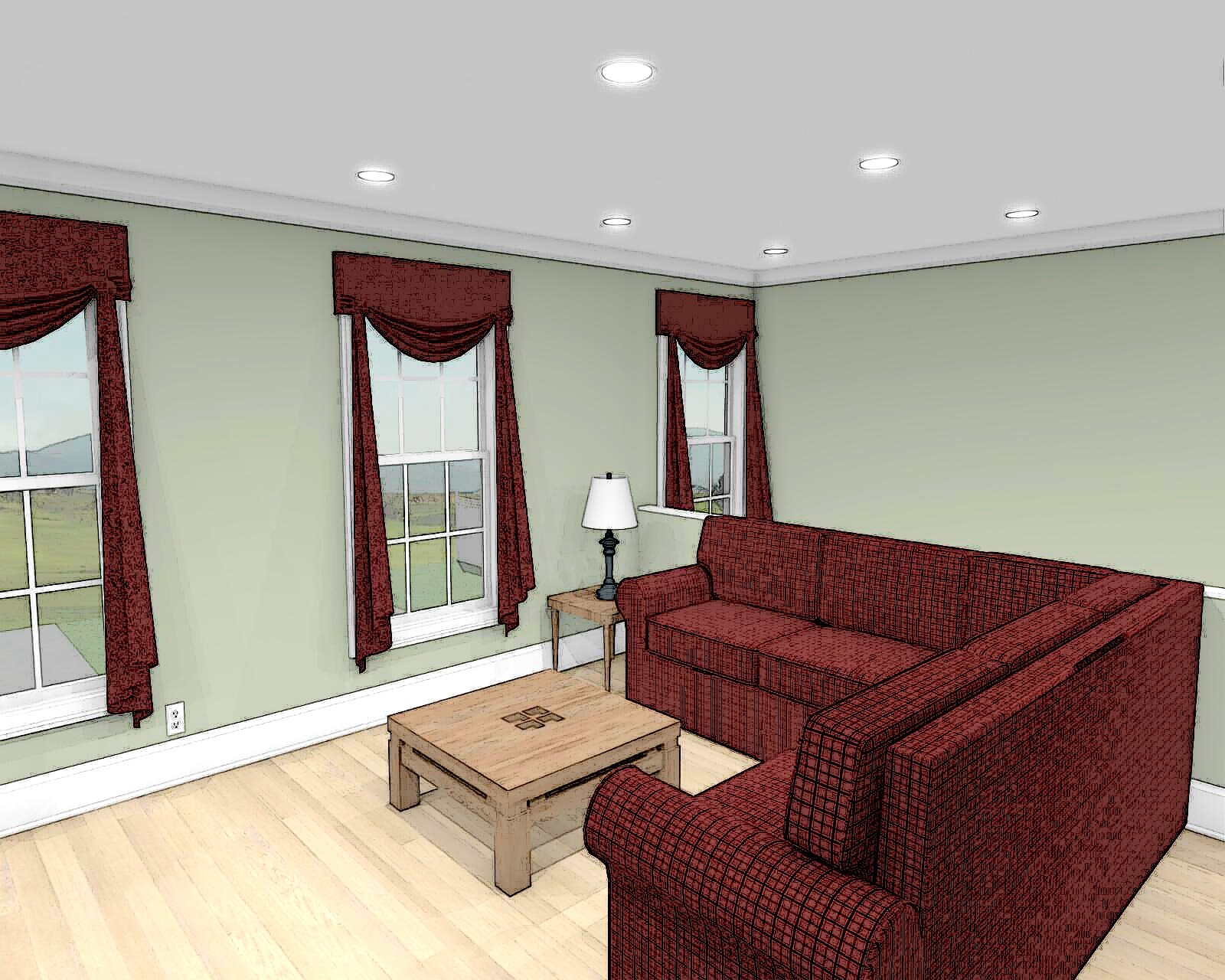 Two Bedroom Traditional Home Floor Plan, RV Bus Big Rig Garage With ...