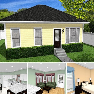 2 Bett 1 Bad 800 SF 30x27 Haus Pläne, 1 Geschichte Traditionelles Cottage Grundriss, Kompakt Design Architekturpläne, Digitale Blaupause PDF