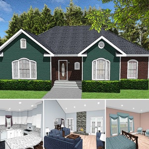 4 Bed 3.5 Bath 2100 SF 56x46 House Plans, Traditional Style 1 Story Floor Plan, Large Home Architectural Plans, Digital Blueprint PDF