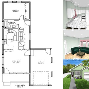 700 Quadratfuß Ein Schlafzimmer Ein Badezimmer Grundriss, Schmales Einstöckiges Haus mit Einzelgarage, Oma Haus Pläne, Gästezimmer Blaupausen