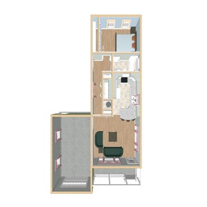 Traditional Cottage Floor Plan, 1/1 House Plans for Narrow Lots, 700 Square Feet, 29&#39;x50&#39;, Tiny House, Guest Home Mother in Law Granny House