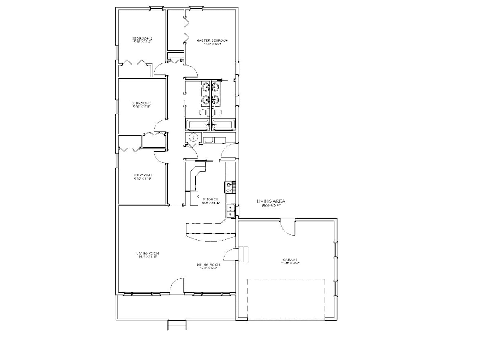 4 Bedroom 2 Bath Ranch Style Architectural Plans 1508 SF 46 x65 One 4-bedroom-2-bath-ranch-style-architectural-plans-1508-sf-46-x65-one
