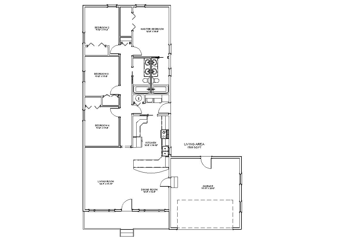 4 Bedroom 2 Bath Ranch Style Architectural Plans 1508 Sf - Etsy