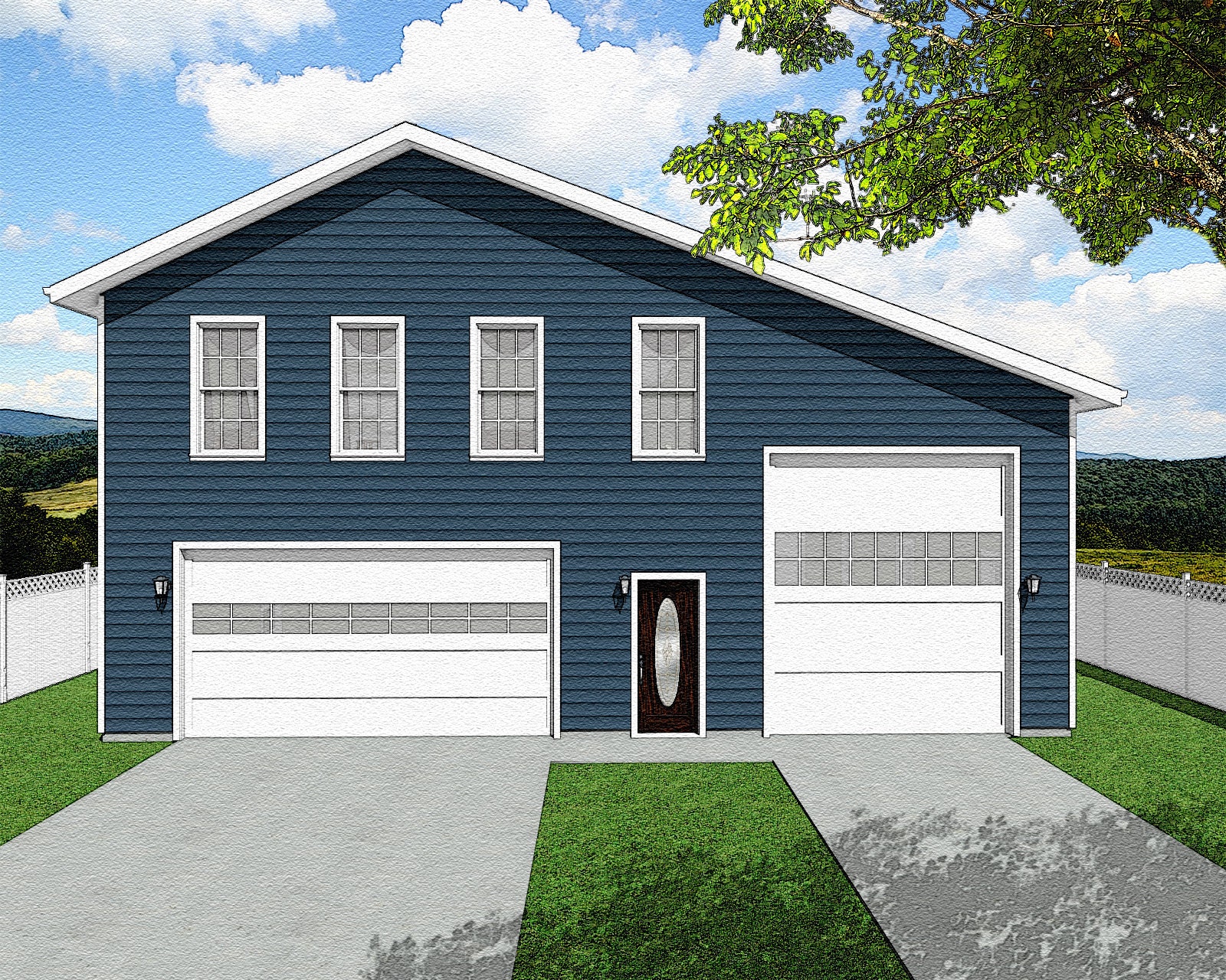 2 Bedroom Garage Apartment House Plans, RV Bus Big Rig Garage, 2/1.5