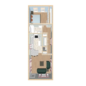 Narrow Floor Plan, 1/1 Traditional Cottage House Plans, 700 Square Feet, 16&#39;x43&#39;, Tiny Home Plans, Guest House, Granny House