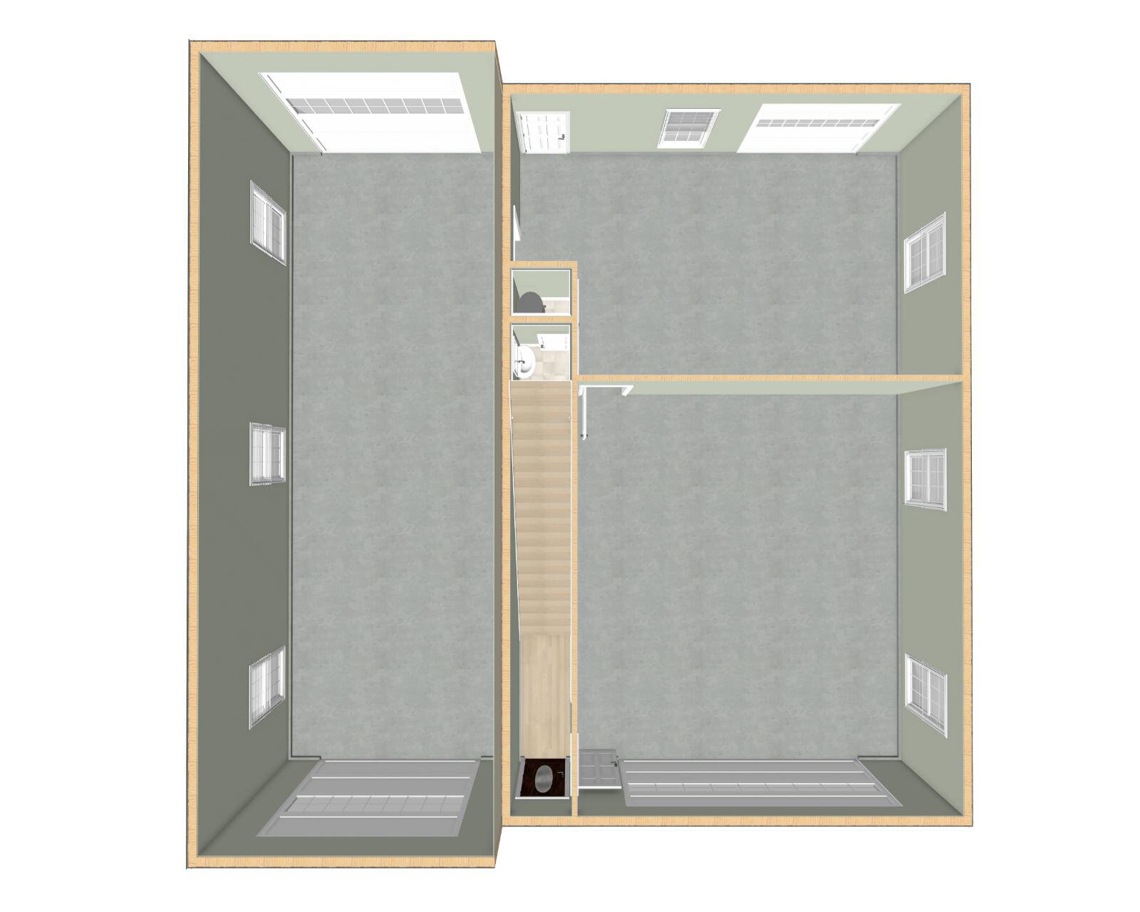 Two Bedroom Traditional Home Floor Plan, RV Bus Big Rig Garage With ...