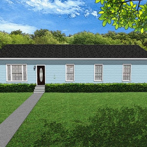 Four Bedroom Traditional Ranch Floor Plan, 1508 Square Feet, 60&#39;x25&#39;, One Story House Plans, Small Home, Single Family, Blueprint