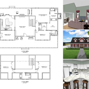 2500 Quadratfuß vier Schlafzimmer drei und ein halbes Badezimmer Bauernhaus Grundriss, zweistöckige traditionelle Haus Pläne mit Wrap-Around-Veranda