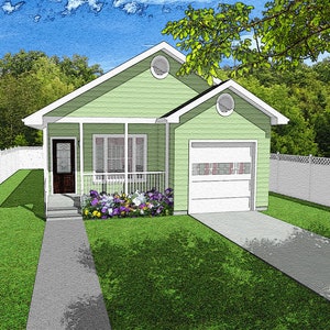 One Bedroom Traditional Cottage Floor Plan, 705 Square Feet, 29&#39;x50&#39;, Granny House Plans, Classic Tiny Home, Small, Guest, Mother in Law