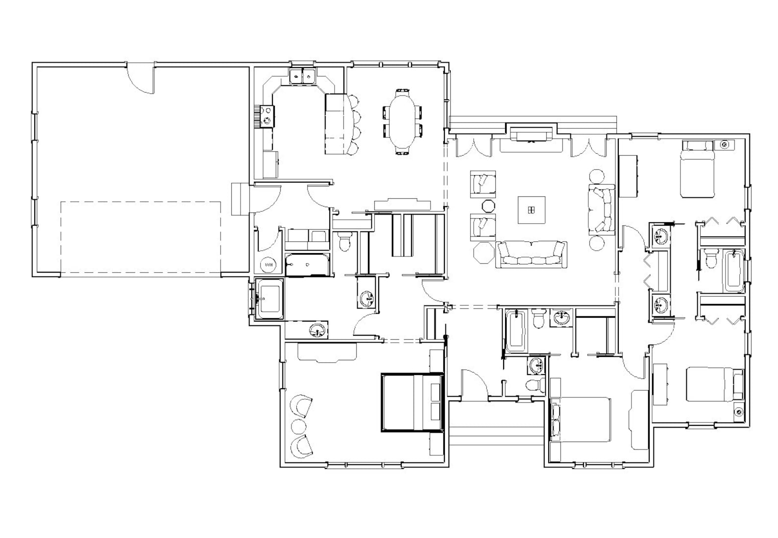 4 Bedroom 3.5 Bath 2 Car Garage Architectural Plans, 2115 SF, 81'x46 ...