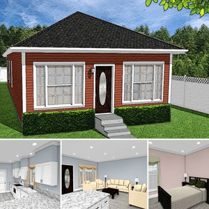 4 slaapkamers en 2 badkamers 1500 SF 25x60 huisplannen, compacte plattegrond van 1 verdieping met smalle kavel, traditionele cottage architectonische plannen Digitale blauwdruk PDF