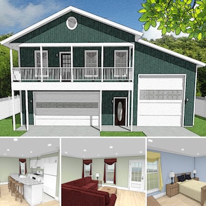 2 habitaciones, 1,5 baños, 1200 pies cuadrados, 47 x 41, planos de casas de apartamentos con garaje, planos arquitectónicos de garaje para vehículos recreativos, planos de planta compactos, planos digitales